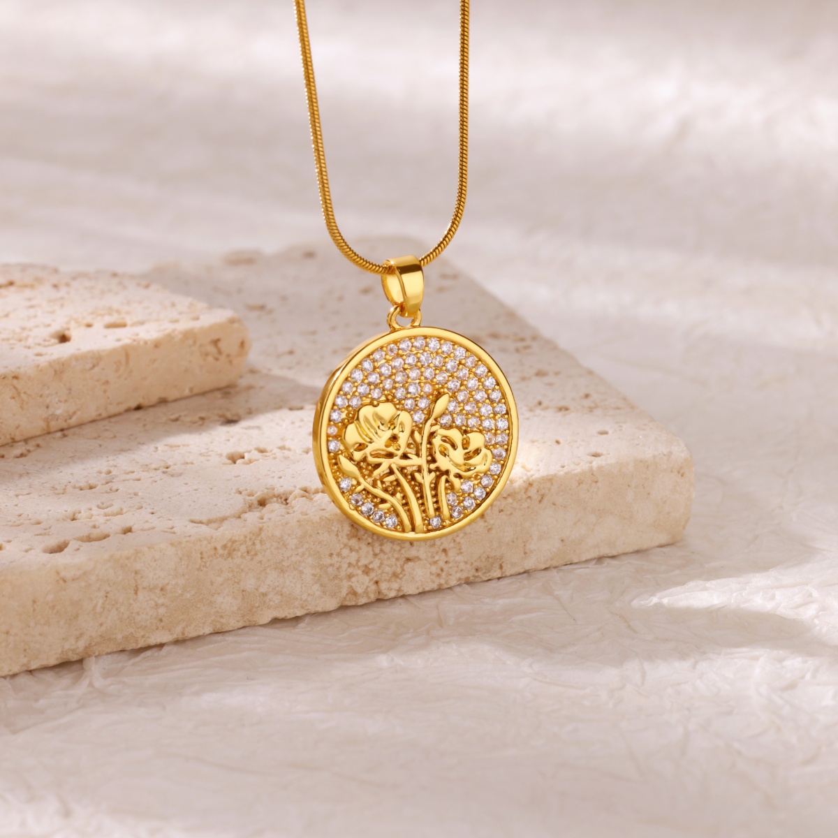 Birth Flower Necklace - قلادات زهور الزركون للنساء، قلادة زهرة