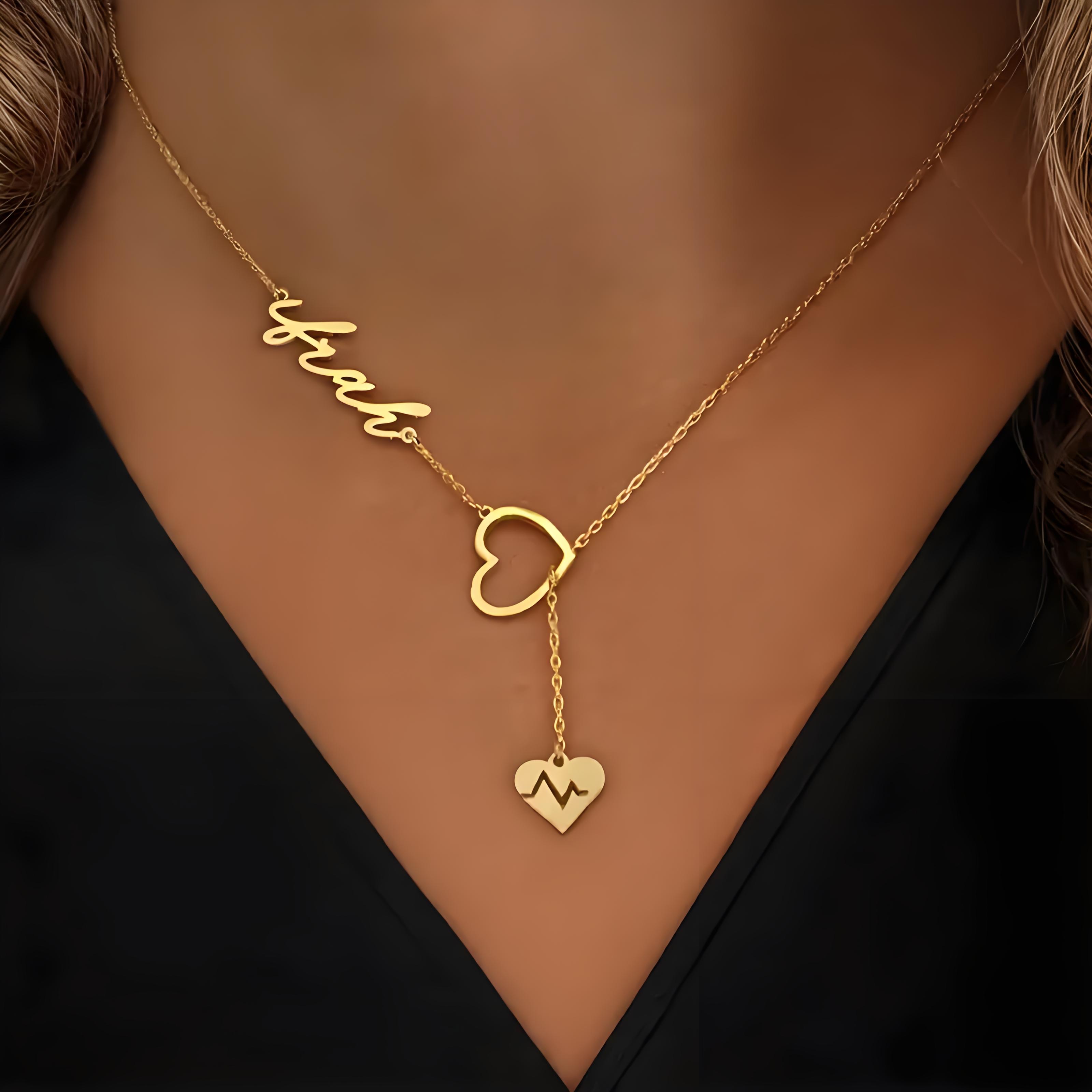 Birth Flower Necklace - شخصية زوجين ضربات القلب اسم قلادة،